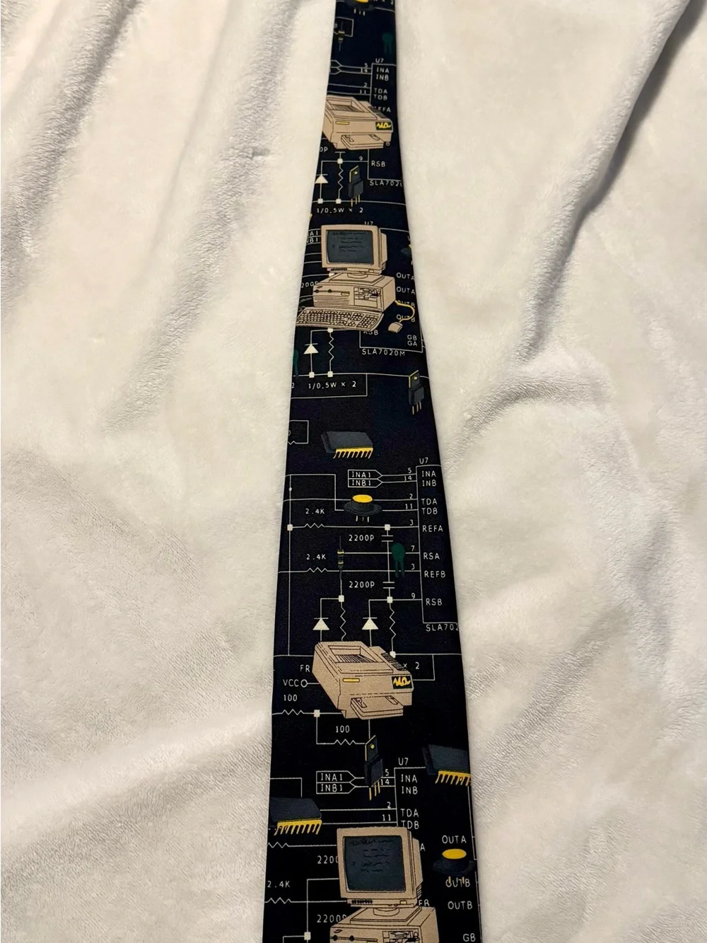Black Novelty Computer Circuit Pattern Tie